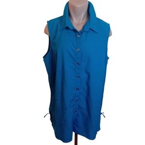 Penningtons Plus Size Sleeveless‎ Button Down Top Textured Collared Blouse 1x